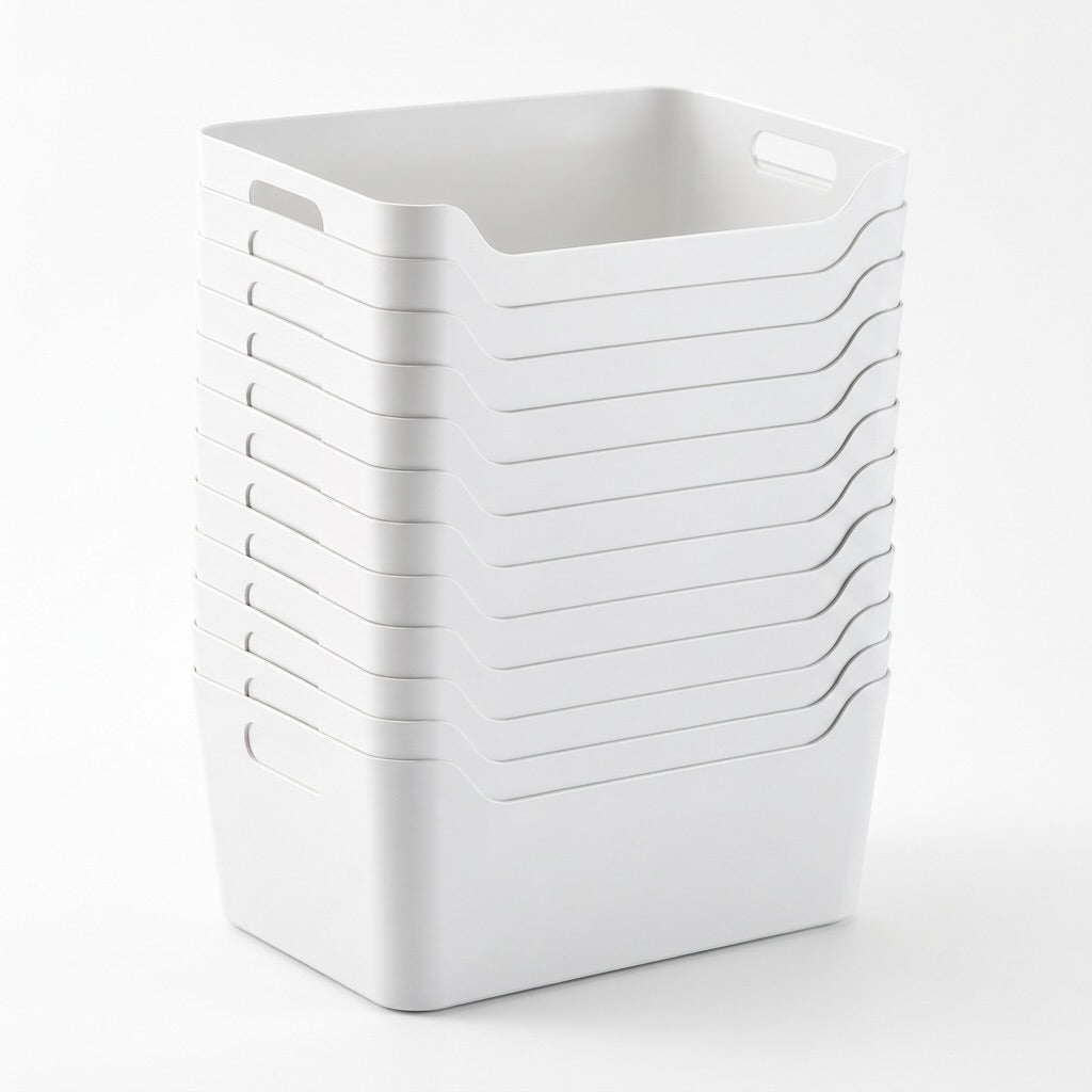 Case of 12 Medium Plastic Bins White