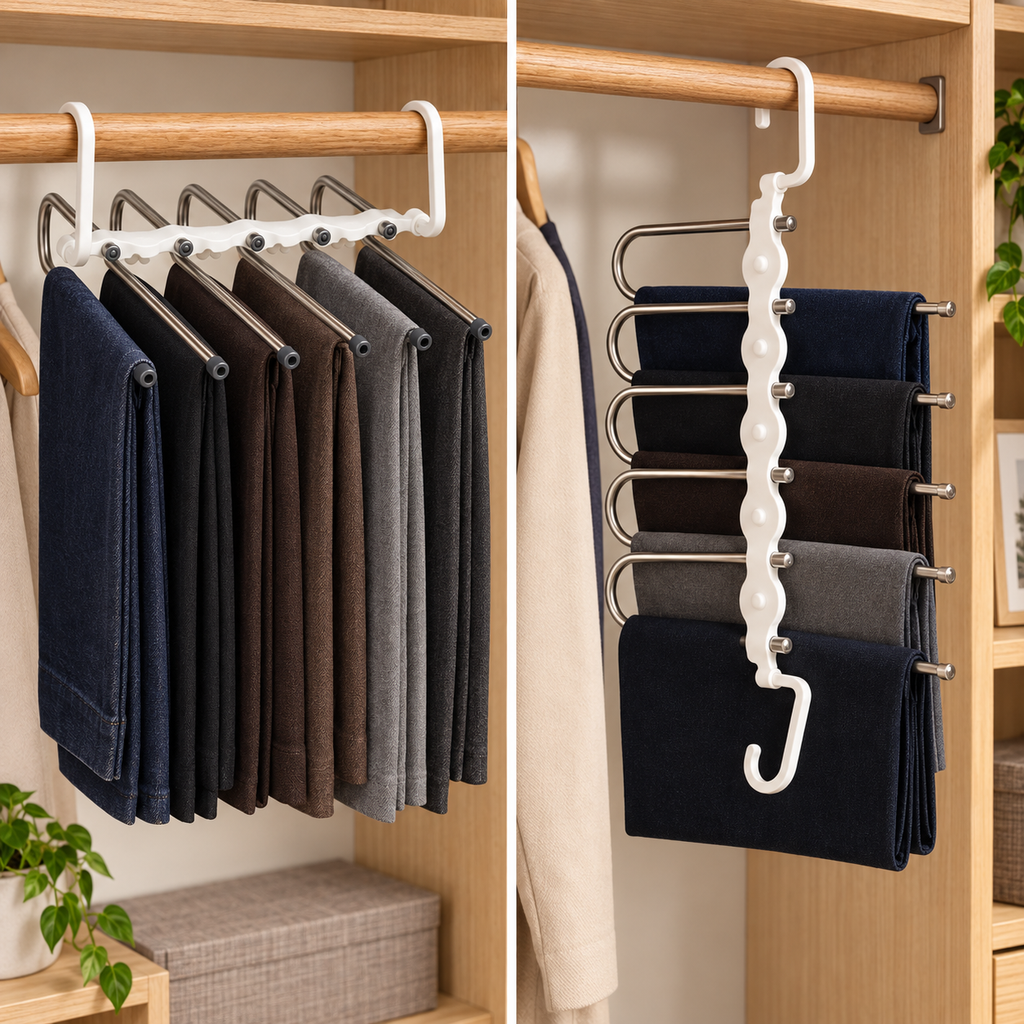 Space-Saver 5-in-1 Hanger | Multi-Layer Foldable Hanger