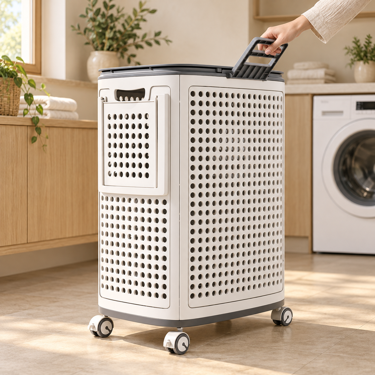 Rolling Laundry Basket with Wheels