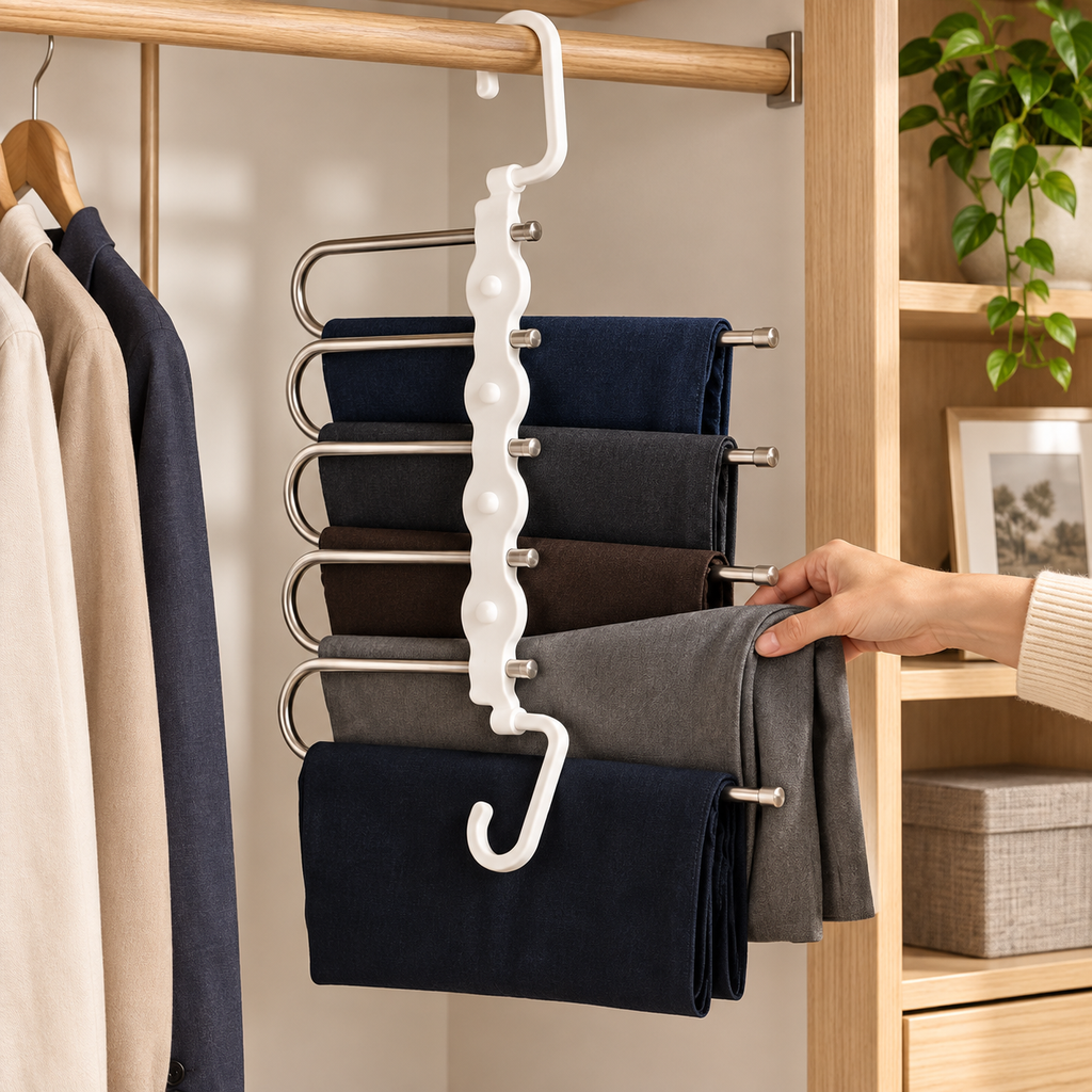 Space-Saver 5-in-1 Hanger | Multi-Layer Foldable Hanger