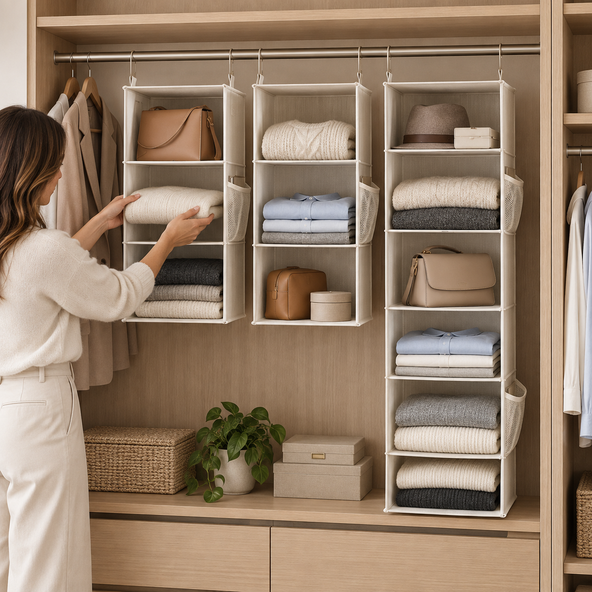 6-Shelf Closet Organizer, Splits into Two 3-Shelf Units